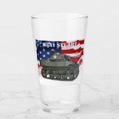 M5A1 Stuart w / Amerikaanse vlag achtergrond pint  Glas (Voorkant)