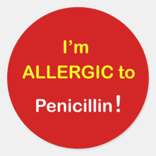 m6 - Ik ben allergisch - PENICILLIN. Ronde Sticker