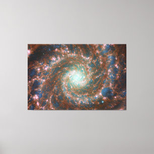 M74 Spiral Galaxy NGC 628 Hubble & JWST Canvas Afdruk