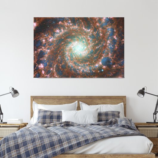 M74 Spiral Galaxy | NGC 628 | Hubble & JWST Canvas Afdruk (Insitu (Slaapkamer))