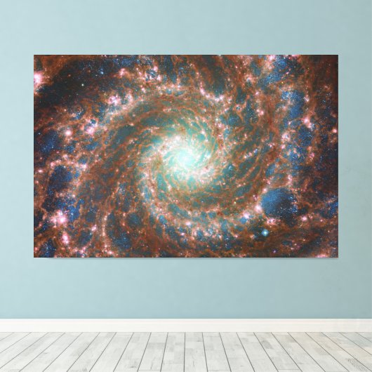 M74 Spiral Galaxy | NGC 628 | Hubble & JWST Canvas Afdruk (Insitu (Houten vloer))