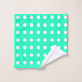 M8nt Groene en Witte Polka Dots Bad Handdoek (Wasdoekje)