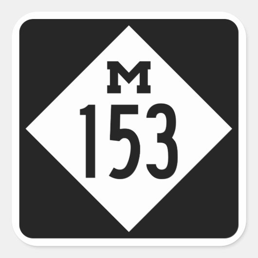 M-153 Ford Road Michigan Hwy Sign Square Sticker (Voorkant)