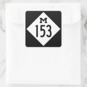 M-153 Ford Road Michigan Hwy Sign Square Sticker (Tas)