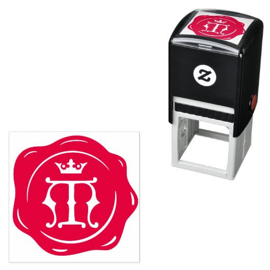 M - Antiek Wax Seal Gotische Kroon Initiaal Letter Zelfinktende Stempel (In situ)