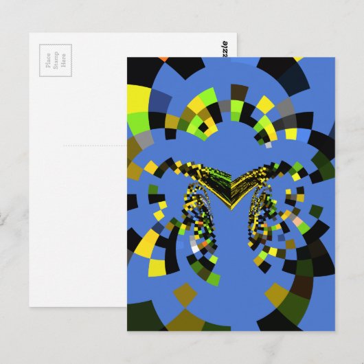 M Blauw Briefkaart (Voorkant / Achterkant)