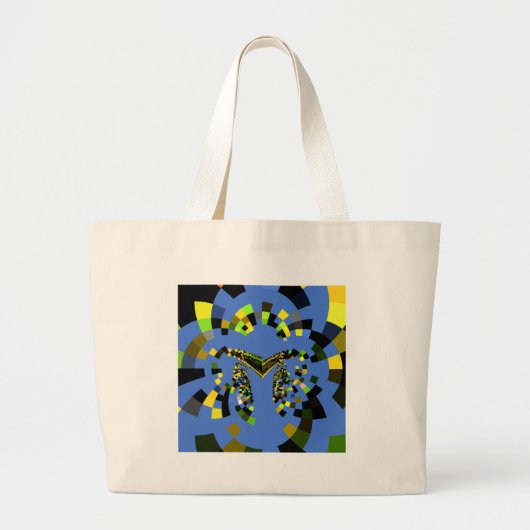 M Blauw Grote Tote Bag (Voorkant)