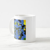 M Blauw Koffiemok (Voorkant links)