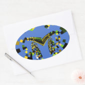 M Blauw Ovale Sticker (Envelop)