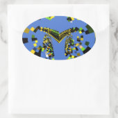 M Blauw Ovale Sticker (Tas)