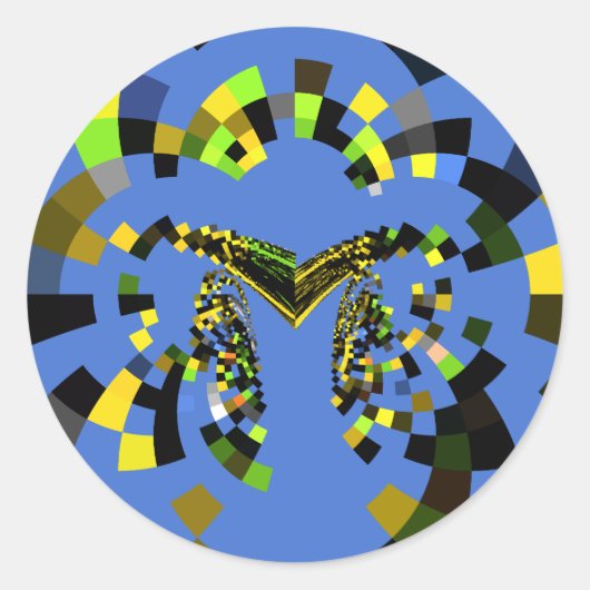 M Blauw Ronde Sticker (Voorkant)