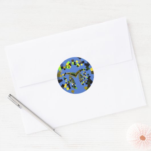 M Blauw Ronde Sticker (Envelop)