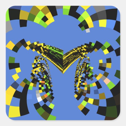 M Blauw Vierkante Sticker (Voorkant)