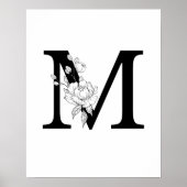 M botanisch monogram. Letter-initiaal met pinda's Poster (Voorkant)