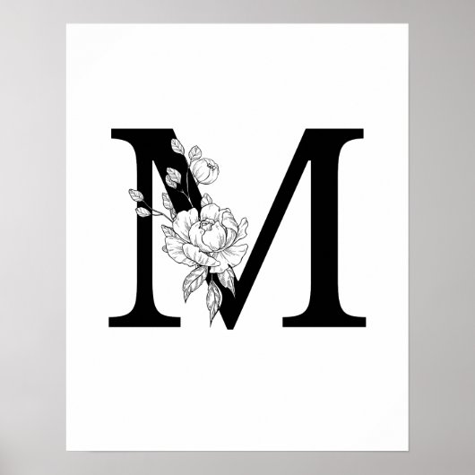 M botanisch monogram. Letter-initiaal met pinda's Poster (Voorkant)