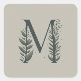 M Botanisch Monogram Vierkante Sticker