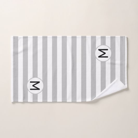 M-brief op Silver Grey & White Striped Bad Handdoek (Handdoek)
