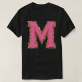M - Bubblegum Glitter Varsity Letter Patches Stick T-shirt (Design voorkant)