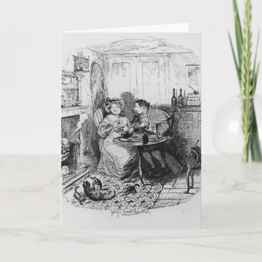 M. Bumble en Mevr. Corney die thee nemen Kaart (Voorkant)
