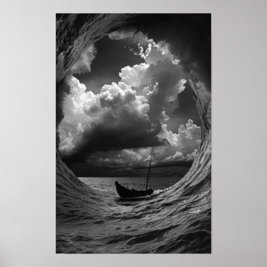 M.C. Escher inspireerde Herhalend Schip Vallen Pos Poster (Voorkant)