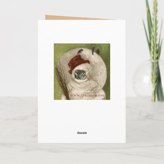 M. Cat de Sneeuwman Feestdagen Kaart (Achterkant)