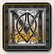 "M" Celtic Black Stone Monogram Onderzetters