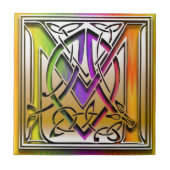 M Celtic Rainbow Aangepaste monogram hoop Tegeltje (Voorkant)