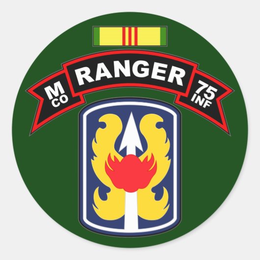 M Co, 75th Infantry Regiment - Rangers, Vietnam Ronde Sticker (Voorkant)