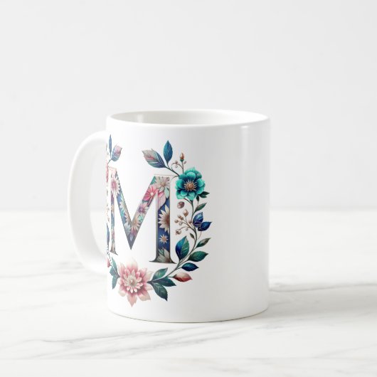 M Coffee Mok – Floral Design voor Gifting (Voorkant links)