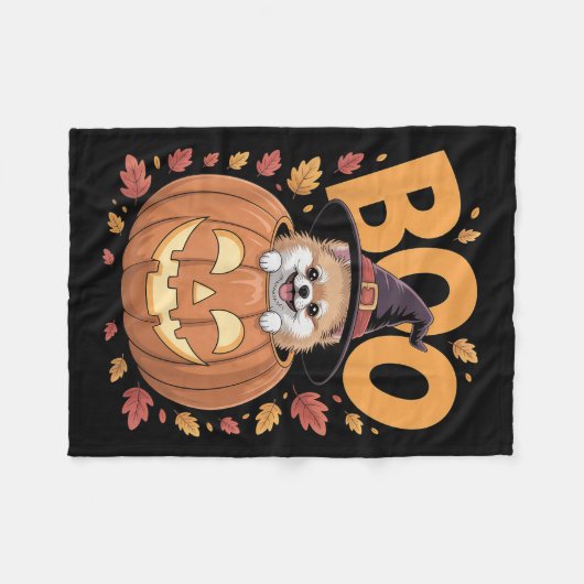 M Costume On Pumpkin Halloween Meranian Fleece Deken (Voorkant (Horizontaal))