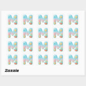 "M" Cute Letter - Underwater Sea Creature Vierkante Sticker (Vel)