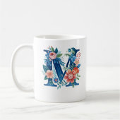 'M' decoratief bloemmonogram Koffiemok (Links)