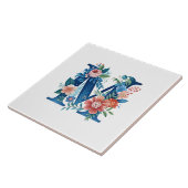 'M' decoratief bloemmonogram Tegeltje (Zijkant)