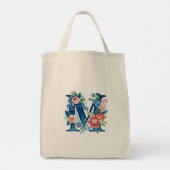 'M' decoratief bloemmonogram Tote Bag (Achterkant)