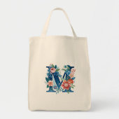 'M' decoratief bloemmonogram Tote Bag (Voorkant)