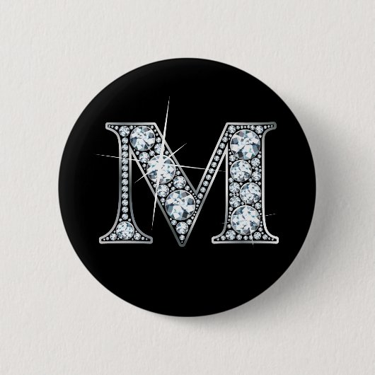 "M" Diamond Bling Button (Voorkant)