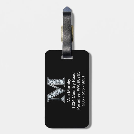 M "Diamond Bling" Luggage Tag Bagagelabel (Achterkant verticaal)