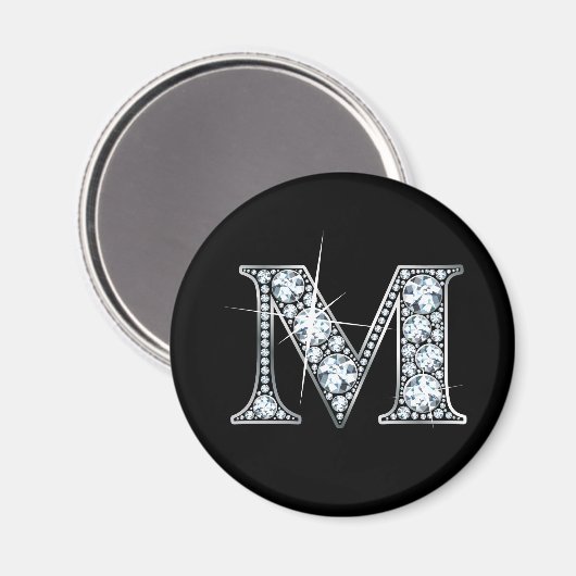 "M" Diamond Bling Magnet (Voorkant / Achterkant)