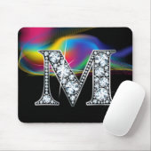"M" Diamond Bling met Rainbow Swirl Mousepad Muismat (Met muis)