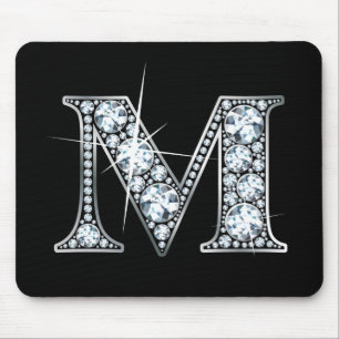 "M" Diamond Bling Mousepad Muismat