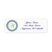 M Dot Circle Mongram Adreslabel (groen / blauw) Etiket (Voorkant)