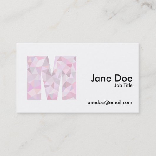 M - Driehoeken met laag poly - neutraal roze Paars Visitekaartje (Voorkant)