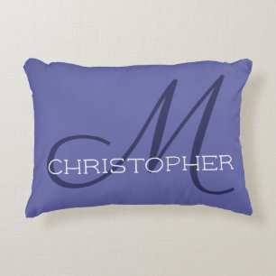 M Eerste Elegante Naam Periwinkle Blauw Stijlvol Accent Kussen