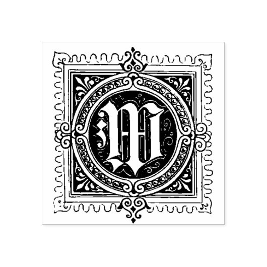 M Eerste letter Rubber Stempel (Afrduk)