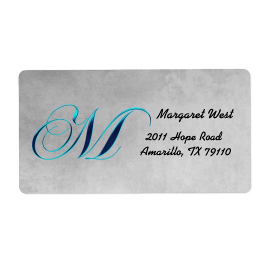 M Elegant Monogram Adreslabel Etiket (Voorkant)