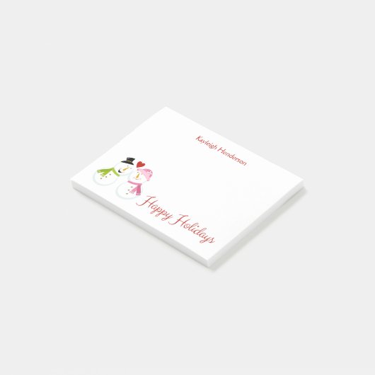 M. en Mevr. Snowman in het Vakantie van Kerstmis Post-it® Notes (Schuin)