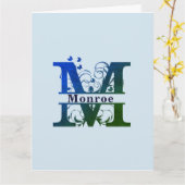 "M" Fancy gesplitst monogram  Kaart (Gele Bloem)