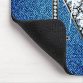 M Faux-"Diamond Bling" op Denim Mousepad Muismat (Hoek)