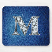 M Faux-"Diamond Bling" op Denim Mousepad Muismat (Voorkant)