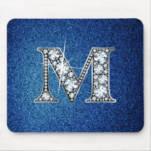 M Faux-"Diamond Bling" op Denim Mousepad Muismat